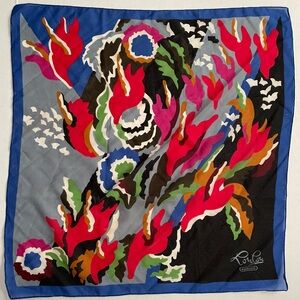 Lou Lou Cacharel scarf vintage 1980’s retro colorful abstract square 22x23 Italy